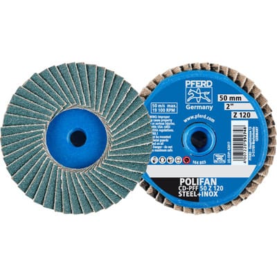 PFERD TOOLS COMBIDISC Zirkon Mini-POLIFAN CD Ø 50mm Z120 für gehärteten Stahl