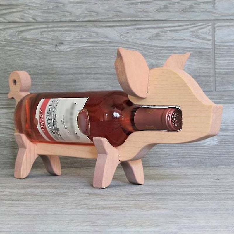 Flaschenhalter In Schweinchenform Aus Holz, Weinflaschenständer, Weinkellerdekoration, Weinregal Für 1 Standardflasche