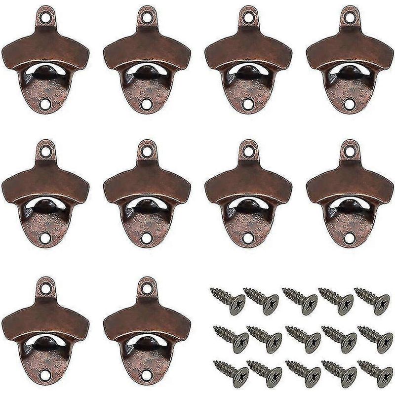Set Mit 10 Wandflaschenöffnern Im Vintage-stil, Ideal Für Bars, Karaoke-lokale, Hotels Und Privathaushalte. – Rotbronze
