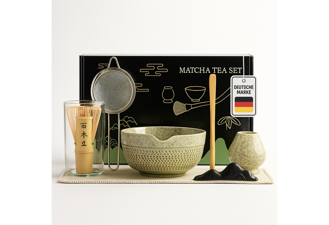Roxlin Matcha Set (7-teilig) Keramik, Bambus-besen, Schale & Zubehör Bild 3