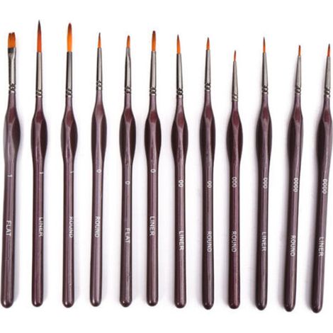 12 Feine Pinsel, Professionelle Miniaturpinsel Für Acryl- Und Ölfarben