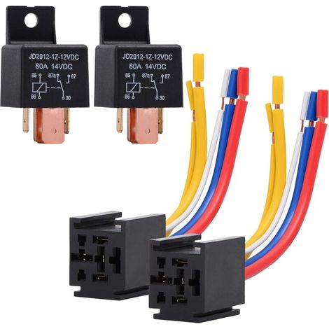Lot Von 2 Kfz-relais 80 A 12 V – Kabelsatz 5 Broschen – Für Ventilatoren, Pumpen Und Solaranlagen – Einfache Installation – Jd2912-1z-12vdc