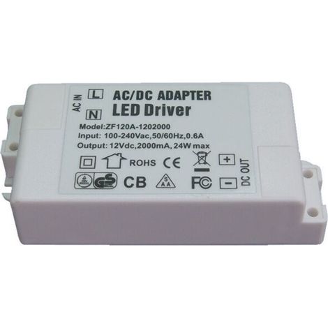 Stromversorgung Led 12 V, Transformator Led 24 W Ac 220 V Auf 12 V Dc 2,0 A Led-transformator, Spannungskonstanter Adapter, Led-konverter-treiber, Led-streifen Und Led-ampulle Mr16 G4 Mr11 (1er-pack)