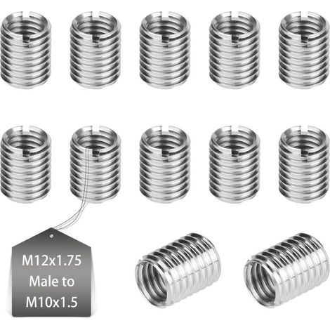 12 Gewindeeinsätze Aus Metall M12 Auf M10 15 Mm Gewindeeinsätze Für Holzreparaturen, Edelstahl-gewindereduziereinsatz, Umrüstwerkzeug, Gewindemutter, Innengewinde M10 X 1,5 Mm, Außengewinde M12 X 1,75