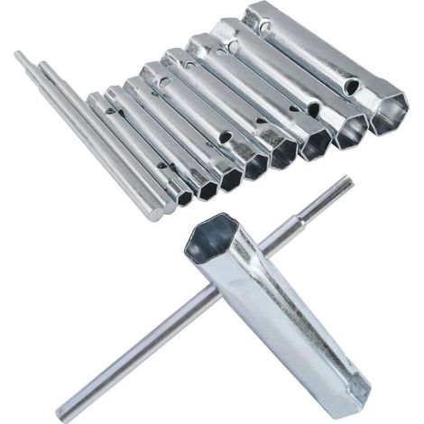 Cle A Bougie Tondeuse A Gazon,jeu De Clé À Pipe Cle Robinet Avec Tommy Bar,6-22mm Métrique Ensemble Tube Barre Clé À Bougie En Acier À,convient Pour Travaux Mécaniques