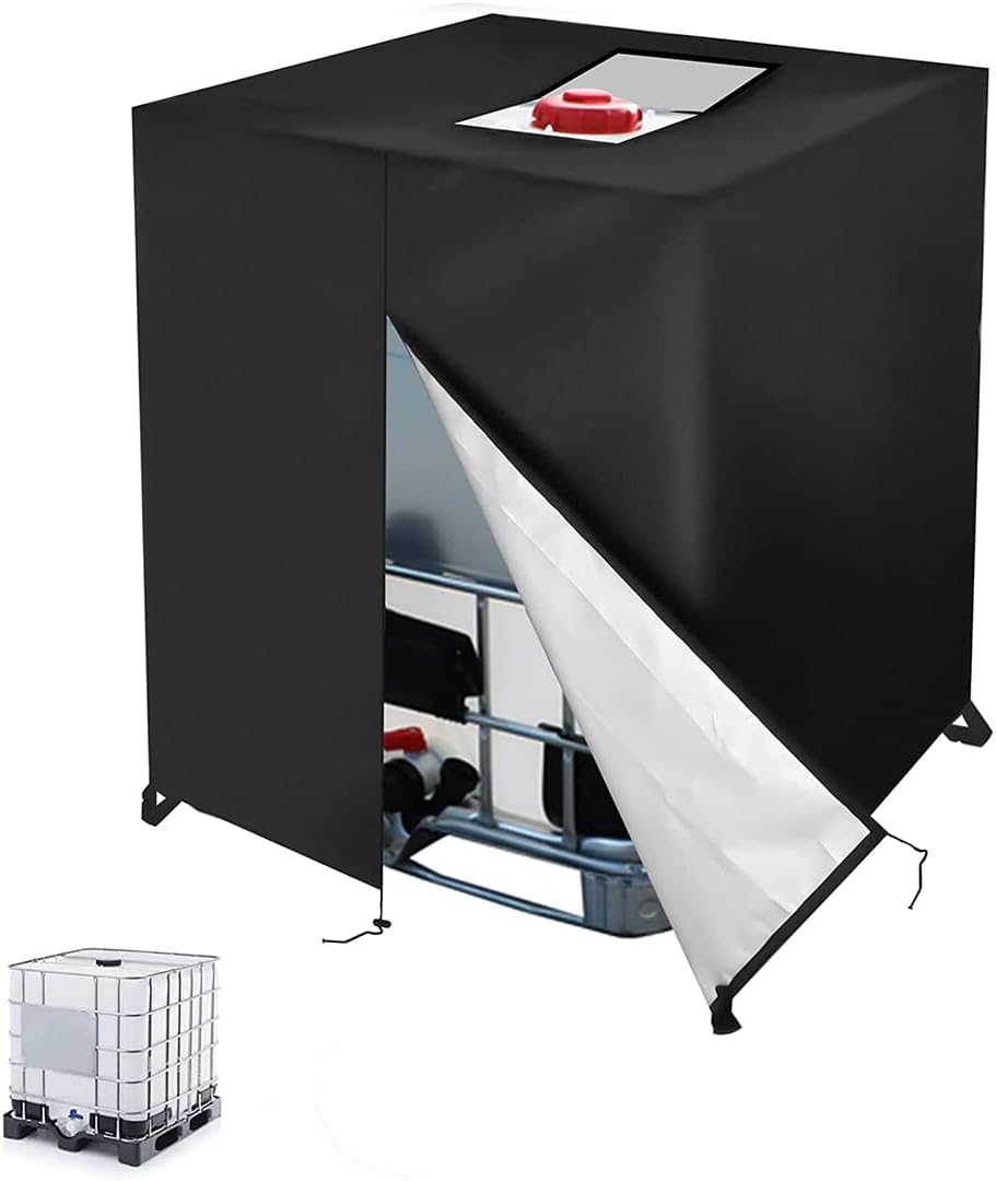 Plane Für 1000-liter-ibc-container, 420d-wassertankdeckel, Uv-beständige Und Staubdichte Ibc-containerabdeckung, Ibc-tank-schutzplane Mit Reißverschluss (120 X 100 X 116 Cm)