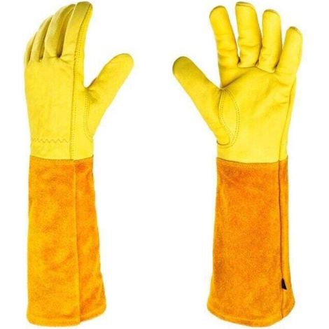 Gartenhandschuhe Aus Spaltleder Vom Rind – Reißfestes, Kratzfestes Gewebe – Wasser- Und Ölabweisend – Weiche Stulpe