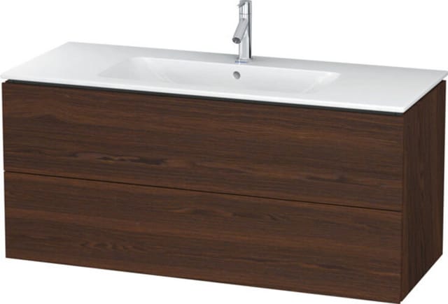 Duravit Waschtischunterschrank L-Cube 122x48,1cm, Nussb geb., 2 Schub., wandhängend