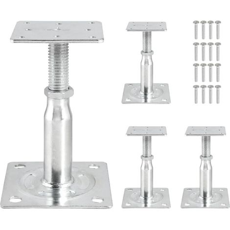 4 Stück Höhenverstellbare Pfostenhalterungen 100–150 Mm, Verzinktes Holz, Verstellbare Pfostenlöcher, Betonbodenfüße Für Zäune, Carports, Pergolen Und Unterstände