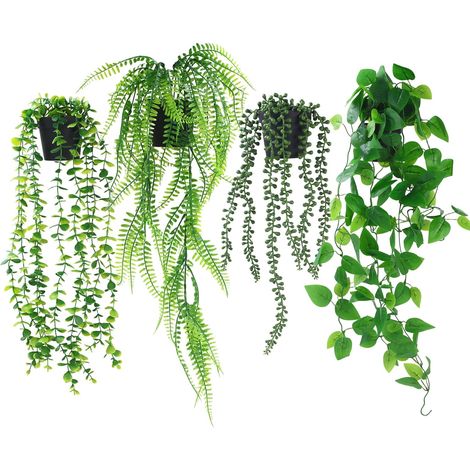 4 Künstliche Hängepflanzen, Hängepflanzen Mit Töpfen, Künstliche Hängepflanzen Für Den Innenbereich, Rankenpflanzen Für Hochzeitsfeiern, Garten, Balkon Oder Wanddekoration