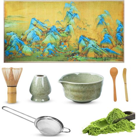 Matcha-set, 7-teilig, Bestehend Aus Matcha-schale, Matcha-besen, Teebesen, Matcha-teesieb, Geschirrtuch Und Matcha-löffel. Geeignet Für Anfänger.