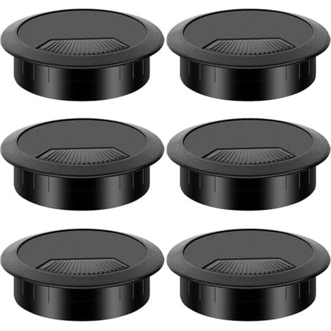 Lot De 6 Œillets De Bureau En Plastique Noir De 60 Mm