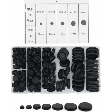 Gummistopfen, 200 Stück Gummitüllen, Gummitüllen-set Für Kabel, Gummitüllen Für Drähte Und Kabel, Verschiedene Schwarze Gummischeiben