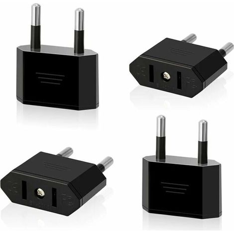 Set Mit 4 Reiseadaptern (us Auf Eu), Us-stecker Auf 2-poligen Euro-/deutschland-stecker, Steckerkonverter Für Geräte Mit Us-netzteil (schwarz), Ha