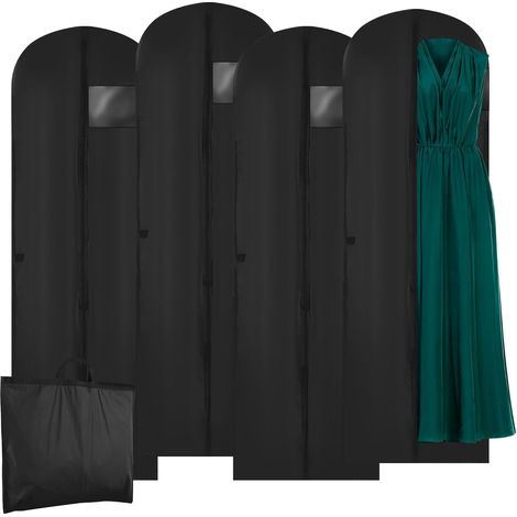 4 Lange, Faltbare, Schwarze Brautkleidhüllen Mit Sichtfenster, Kleidersack Für Hochzeitskleidung, Abendkleidersack