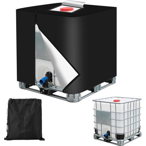 Ibc-tankabdeckung, 420d-wassertankabdeckung, Abdeckung Für Ibc-tanks Mit 1000 L Fassungsvermögen – Uv- Und Staubdichte Abdeckung Mit Aufbewahrungstasche Mit Reißverschluss (116 X 100 X 120 Cm) (schwar