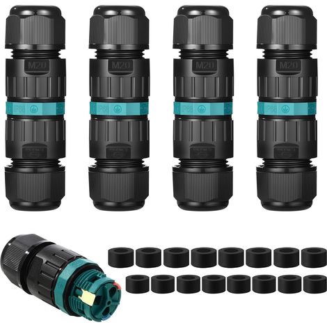 Ip68-anschlussdose, 3-poliger Kabelstecker Für Erdungskabel Mit 5 Bis 12 Mm Durchmesser, Außenanschlussdosen, Geeignet Für Garten, Außenbereich, Boden, Dach (4 Stück)