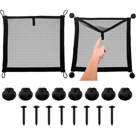 Auto-aufbewahrungsnetz, Set Mit 2 Aufbewahrungsnetzen Für Wohnmobile, Auto-organizer-tasche, Innenausstattung Für Autos, Boote, Transporter Und Wohnungen (40x35cm, Schwarz)