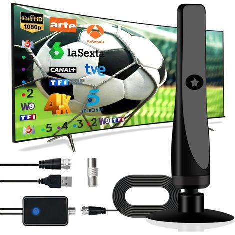 Zimmerantenne, Leistungsstarke Dvb-t-antenne Mit Großer Reichweite, Inklusive Verstärker, Saugnäpfen Und Koaxialkabel Für Lokale Hd-, 4k-, 1080p-, Dvb-t-, Dvb-t2-, Vhf-, Uhf- Und Dtmb-kanäle