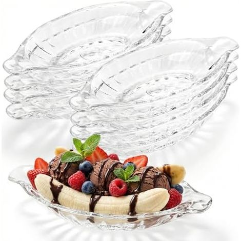 Goaste 8er-set 8-oz Glas-bananenschalen, Durchsichtige Servierteller Für Obst, Joghurt, Eiscreme, Brownies, Snacks, Salat, Weintrauben