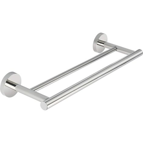 Porte Serviette Salle De Bain Double Barres Porte Serviette Mural En Acier Inoxydable 40 Cm, Base Round, Finishing Polie