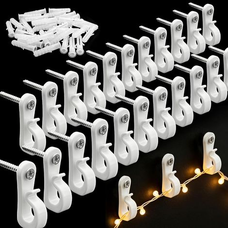 Packung Mit 40 Schraubhaken, Q-förmige Haken Für Lichterketten Im Außenbereich, Wandhaken Zum Aufhängen Von Lichtern Für Silvesterpartys Und Feste