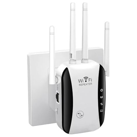 Leistungsstarker 300-mbit/s-wlan-repeater, 2,4-ghz-wlan-verstärker Mit Wps, 4 Antennen, 1 Lan-anschluss, Kompatibel Mit Allen Internet-boxen, Reichweite Bis Zu 300 M², 50 Geräte