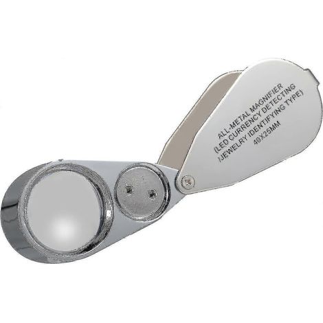 Dhrs Juwelierlupe, 40-fache Vergrößerung, Metall, Klapplupe Mit Led- Und Uv-licht, Lupe Für Diamanten, Schmuck, Münzen, Briefmarken