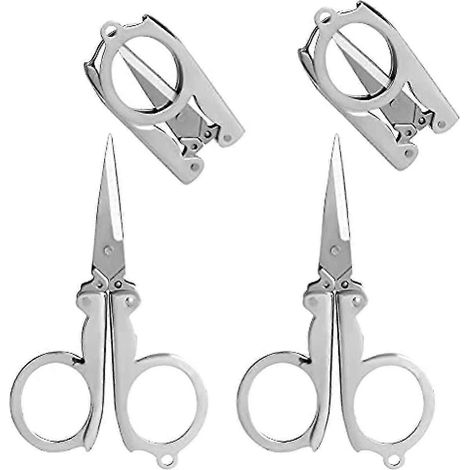 Set Mit 4 Faltbaren Edelstahlscheren, 10 Cm (4 Zoll) Mini-papierscheren, Faltbare Und Tragbare Reisescheren, Metallscheren Zum Heimwerken Und Nähen.