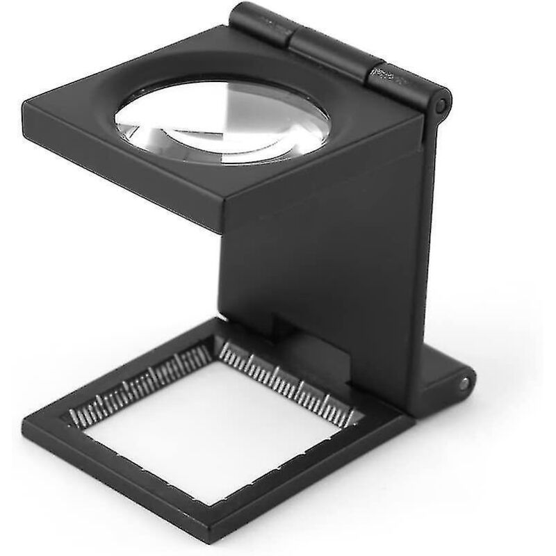 10-fache Vergrößerungsglas, Freihändig Faltbare Taschenlupe, Beleuchtete Tischlupe, Tragbare Quadratische Lupe, Gewindezähler, Zinklegierung.