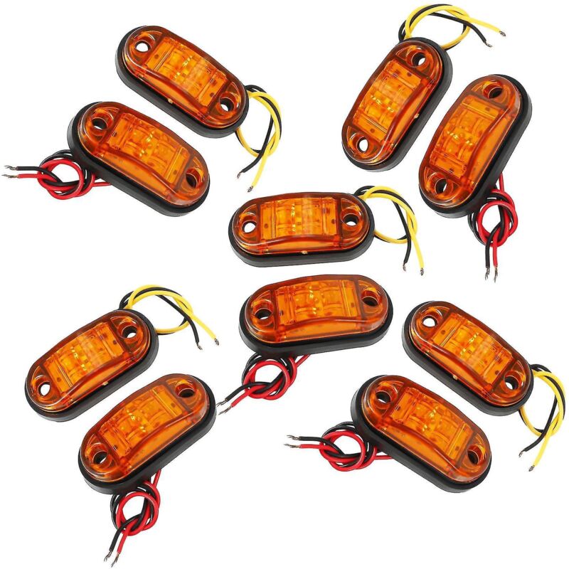 Set Mit 10 Ovalen, Bernsteinfarbenen Positionsleuchten Mit 2 Leds Für Anhänger Oder Pkw