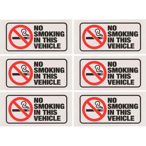 Set Mit 6 Aufklebern „rauchen Im Fahrzeug Verboten“ (warnaufkleber Für Autos). – 8,50 X 4,00 X 0,10 Cm