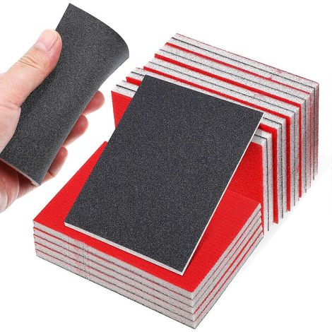 Set Mit 20 Feinkörnigen Schaumstoff-schleifpads Für Autoreparaturen, Bastelarbeiten Und Holzbearbeitung. – 10,00 X 6,80 X 0,50 Cm – Mehrfarbig
