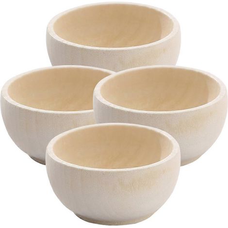 Set Mit 4 Holzschalen, Spielzeug Aus Rohholz, Diy-holzdekorationen – 3,5 X 2,6 X 2 Cm