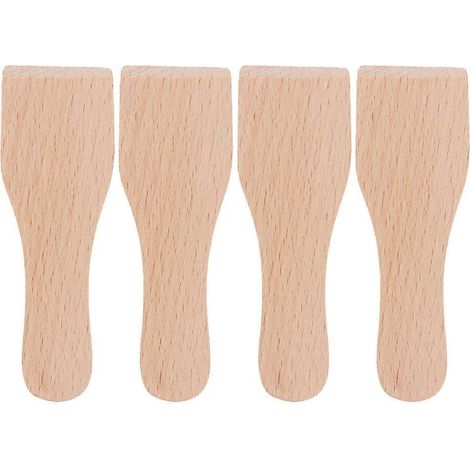 Set Mit 4 Kleinen Holzspateln Zum Abkratzen Von Kuchenglasur, Multifunktionaler Pizzaspatel Aus Holz – 12,5 X 4,5 X 1 Cm