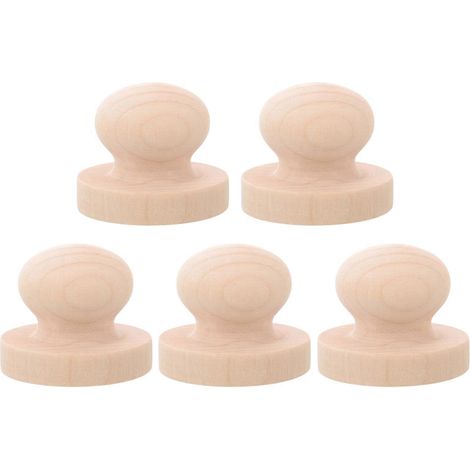 Set Mit 5 Runden Holzstempeln (5 Cm Durchmesser) Mit Griffen, Ideal Für Scrapbooking, Bastelarbeiten Und Planer. – 5,00 X 5,00 X 4,00 Cm