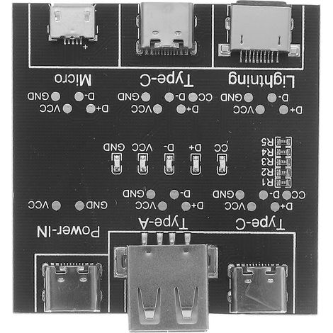 Usb-kabeltester, Usb-c-tester, Datenkabeltester, Ladeprüfplatine, Zubehör – 5,00 X 4,90 X 1,00 Cm – Schwarz