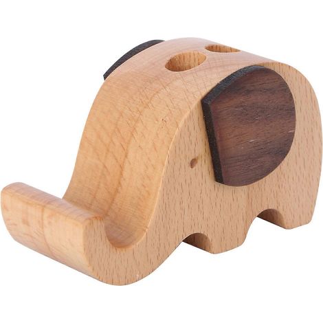 Aufbewahrungstopf In Elefantenform Aus Holz, Stiftehalter Mit Handyhalterung, Dekorativer Schreibtisch-organizer