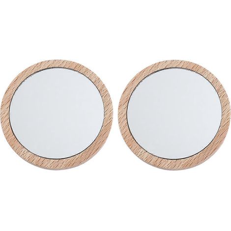 Set Mit 2 Runden, Tragbaren Elm Mini-schminkspiegeln (6,5 Cm Und 7,5 Cm).-m
