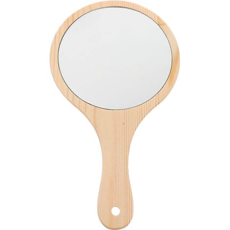 Tragbarer Kosmetikspiegel Mit Holzgriff, Kreativer Reisekosmetikspiegel Für Damen – 29,50 X 16,50 X 1,00 Cm