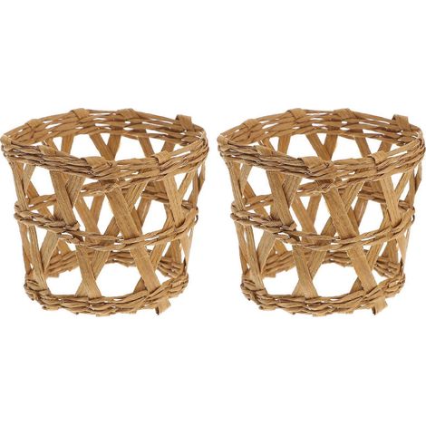 Set Mit 2 Geflochtenen Strohhalmhüllen Für Glasbecher, Verbrennungsschutz – 8,00 X 7,50 X 7,50 Cm – Farbe Zufällig