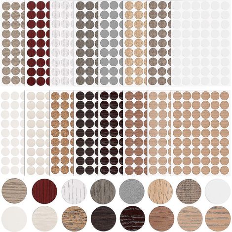 15 Bögen Schraubenlochaufkleber, Möbellochabdeckungen, Aufkleber In Holzoptik, Selbstklebende Schraubenlochreparaturaufkleber – 20,30 X 13,50 X 0,10 Cm – Mehrfarbig
