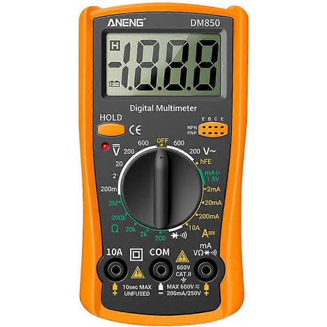 Digitales Multimeter Mit Automatischer Bereichswahl, Multifunktions-spannungs-, Strom- Und Diodentester – 13,9 X 7,45 Cm – Orange