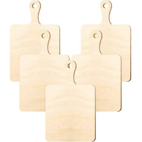 Schneidebrett Aus Unbehandeltem Holz (5er-set) Mit Griff, Ideal Für Diy-projekte Und Zum Servieren Von Speisen. – 23,00 X 14,00 X 0,30 Cm