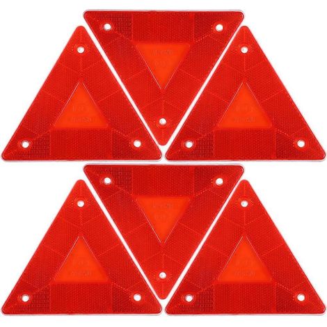 Set Mit 6 Dreieckigen Reflektoren Für Fahrzeuge, Sicherheitszeichen, Dreieckige Warnschilder Für Langsam Fahrende Fahrzeuge. – 13 X 13 Cm – Rot