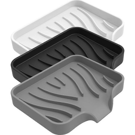 3er-set Silikon-seifenschalen Mit Selbstentleerender Duschwanne Fürs Badezimmer – 12 X 10 Cm