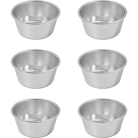 Set Mit 6 Runden, Antihaftbeschichteten, Hitzebeständigen Puddingformen (silber) – 6,70 X 6,70 X 3,20 Cm – Silber