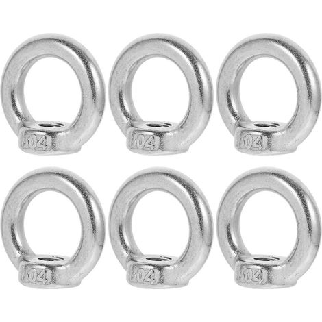 Set Mit 6 Edelstahl-ösenschrauben, Zurrösen Und Gewindemuttern – 3,00 X 3,00 X 1,70 Cm – Silber