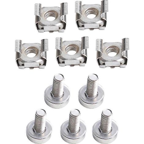 Vierkant-käfigmuttern Und M6x20-befestigungsschrauben Mit Unterlegscheiben Für Serverschränke Und -racks (je 5 Käfigmuttern/schrauben). – 2 X 1,2 Cm – Silber