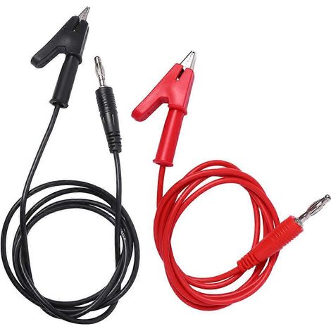 Packung Mit 2 Kupfermessleitungen Mit Bananensteckern Und Krokodilklemmen Für Den Einsatz Im Elektrolabor (rot/schwarz) – 100 X 2,3 Cm